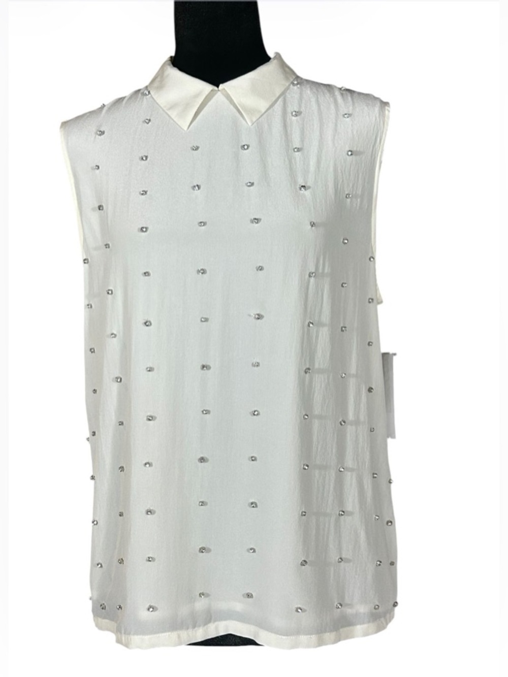 Equipment Femme Elliot Studded 100% Silk Blouse Bright White NWT‎ Luxury S
